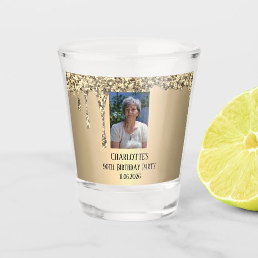 90ste Elegant Verjaardagsfeest Goud Shot Glas (Voorkant)