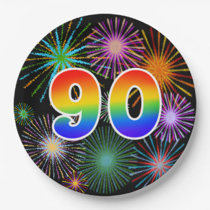 90ste evenement - Fun, kleurrijk, Vet, Regenboog 9 Papieren Bordje