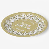 90ste Goud/Wit Willekeurig Getal Patroon Papieren Bordje (Gekanteld)
