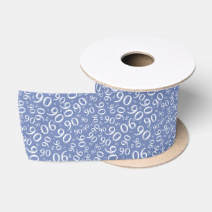 90ste Moderne Willekeurige Nummer Patroon Blauw/Wi Satijnen Lint