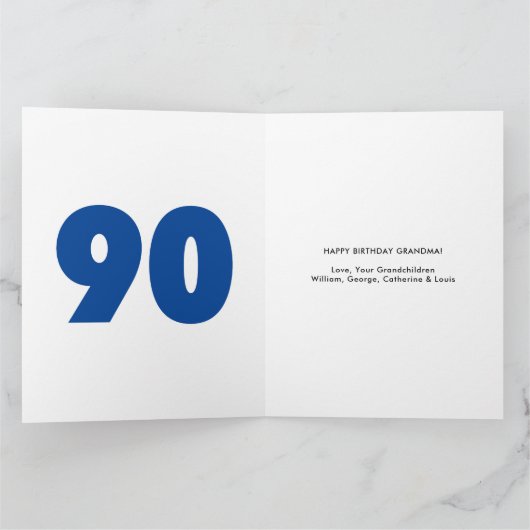 90ste nummer foto collage naam Navy Blue Greeting Kaart (Binnen)