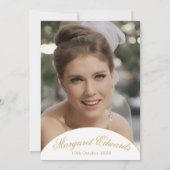 90ste roze goud elegante bloemfoto Verjaardag Kaart (Achterkant)