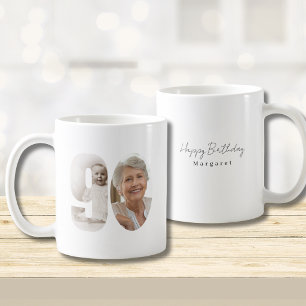 90ste verjaardag Aangepaste Twee Foto Koffiemok