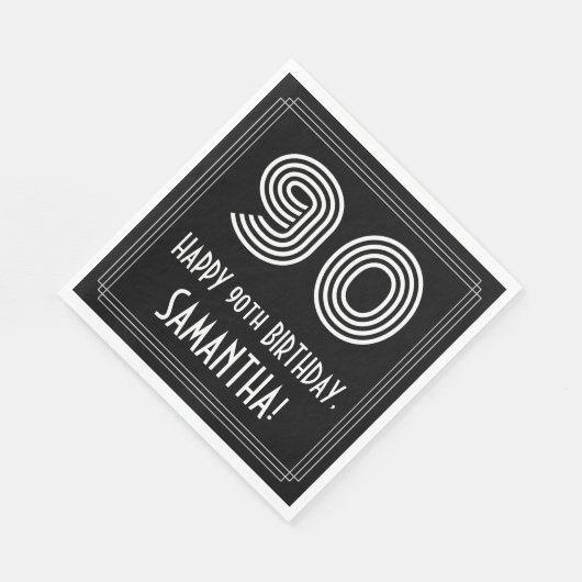 90ste verjaardag: Art Deco geïnspireerd look "90" Servet (Hoek)