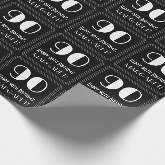 90ste verjaardag - Art Deco geïnspireerde look "90 Cadeaupapier (Hoek)