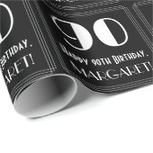 90ste verjaardag - Art Deco geïnspireerde look "90 Cadeaupapier (Rol Hoek)