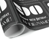 90ste verjaardag: Art Deco Geïnspireerde look "90" Cadeaupapier (Rol Hoek)
