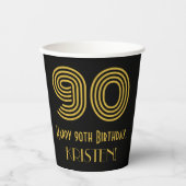 90ste verjaardag: Art Deco Geïnspireerde look "90" Papieren Bekers (Voorkant)