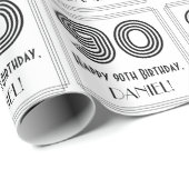 90ste verjaardag: Art Deco geïnspireerde stijl "90 Cadeaupapier (Rol Hoek)