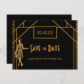 90ste verjaardag art deco jaren 20 , behalve datum briefkaart (Voorkant / Achterkant)