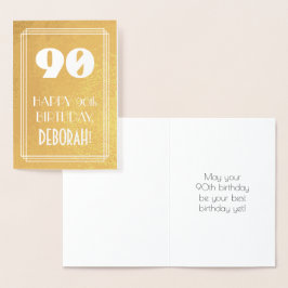 90ste verjaardag ~ Art Deco stijl "90" & aangepast Folie Kaarten