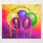 90ste verjaardag Ballon Confetti Feest Bier Etiket (Enkel label)