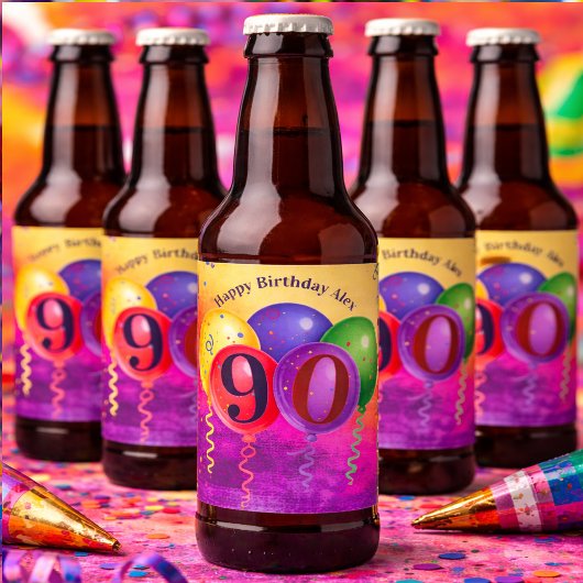 90ste verjaardag Ballon Confetti Feest Bier Etiket