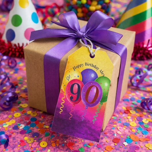 90ste verjaardag Ballon Confetti Feest Cadeaulabel