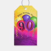 90ste verjaardag Ballon Confetti Feest Cadeaulabel (Voorkant)