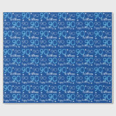 90ste verjaardag blauw Persoonlijk Cadeaupapier (Vlak)