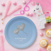 90ste verjaardag blauwe lucht & zilveren ballon papieren bordje (Feest)