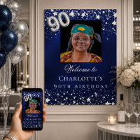90ste verjaardag blauwe zilveren sterren foto welk