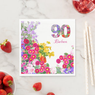 90ste verjaardag Bloemen Bloemen Modern 90 jaar Servet