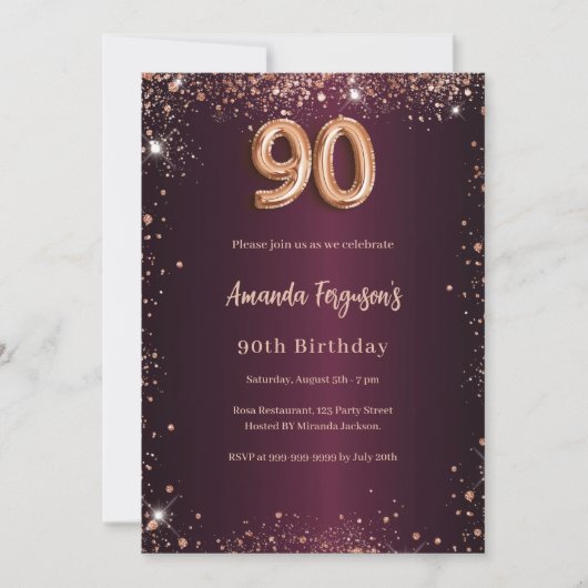 90ste verjaardag Bourgondië roos Kaart (Voorkant)