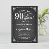 90ste verjaardag - Chalkboard Wit Kaart (Staand voorkant)