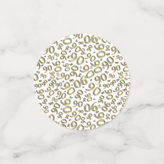 90ste verjaardag Cool Nummer Patroon Goud en Wit Confetti (Kleine voorkant)