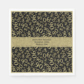 90ste verjaardag Cool Nummer Patroon Zwart/Goud Servet (Voorkant)