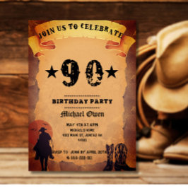 90ste verjaardag cowboy oud papier paard rijden fe kaart