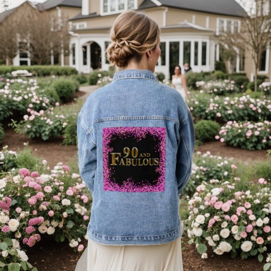 90ste verjaardag  denim jacket (Huwelijk Achterkant)