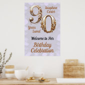 90ste verjaardag Elegant feest Poster (Keuken)