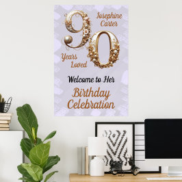 90ste verjaardag Elegant feest Poster