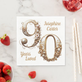 90ste verjaardag Elegant Feest Servet