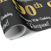 90ste verjaardag: Elegant Luxe Faux Gold Look # Cadeaupapier (Rol Hoek)