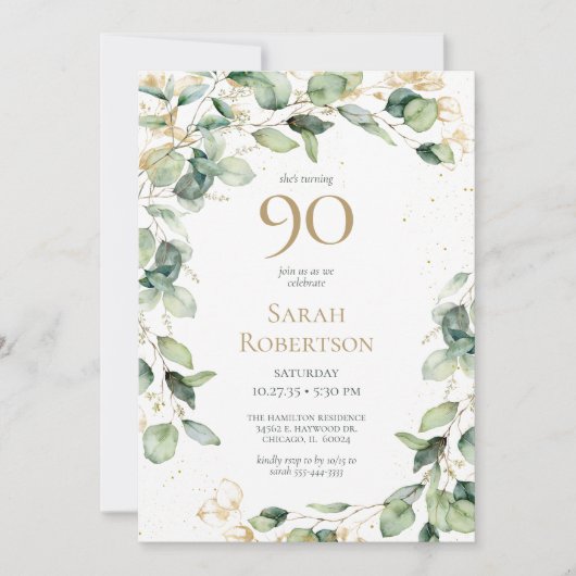 90ste verjaardag Eucalyptus Kaart (Voorkant)