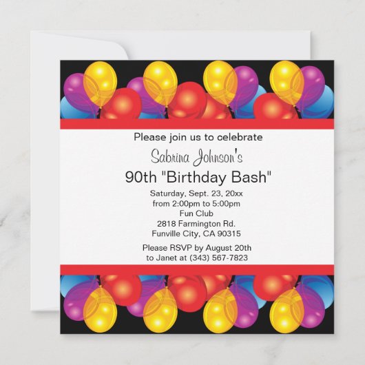 90ste verjaardag feest | DIY-tekst Kaart (Achterkant)