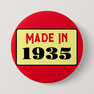 90ste Verjaardag feest geboren 1935 90 pin Ronde Button 7,6 Cm