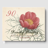 90ste Verjaardag Feest Peony Custom Guest Book Gastenboek (Voorkant)