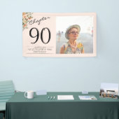 90ste verjaardag Floral Pink Foto Spandoek (Beurs)