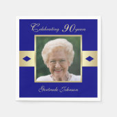 90ste verjaardag foto op Navy Blue Servet (Voorkant)