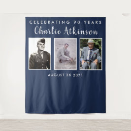 90ste verjaardag fotocollage achtergrond banner wandkleed