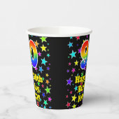 90ste verjaardag: Fun Stars Pattern en Rainbow 90 Papieren Bekers (Links)