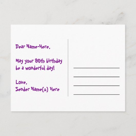 90ste verjaardag: Fun Stars Pattern, Rainbow 90, N Briefkaart (Achterkant)