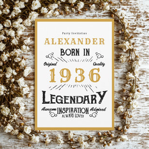 90ste verjaardag Geboren in 1936 Wit Gouden Legend Kaart