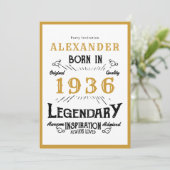 90ste verjaardag Geboren in 1936 Wit Gouden Legend Kaart (Staand voorkant)