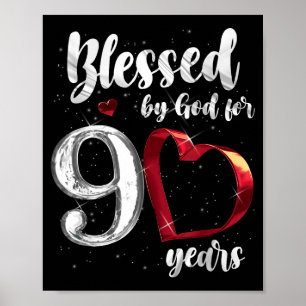 90ste verjaardag Gezegend door God voor 90 jaar ve Poster