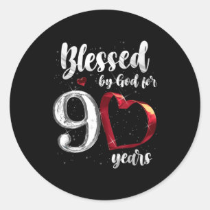 90ste verjaardag Gezegend door God voor 90 jaar ve Ronde Sticker