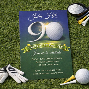 90ste verjaardag golf thema  kaart