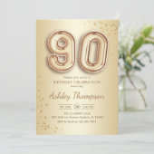 90ste verjaardag - Gouden ballonnen Kaart (Staand voorkant)