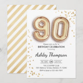 90ste verjaardag - Gouden ballonnen Kaart (Voorkant / Achterkant)