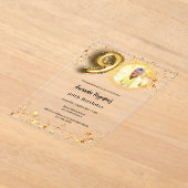 90ste verjaardag gouden foto sterren Clear Acryl Uitnodigingen (Laagn)